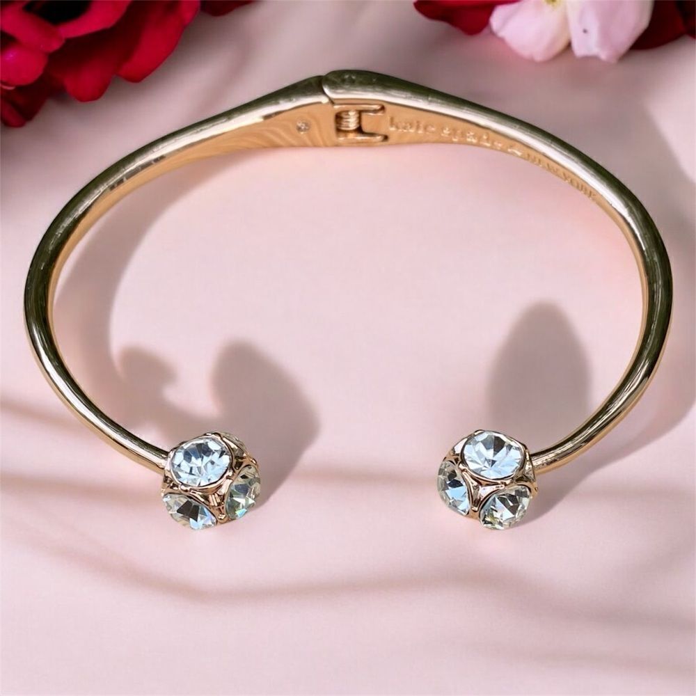 NWOT New Kate Spade Rose Gold Crystal Lady Marmalade Open Cuff Bracelet - Picture 4 of 9